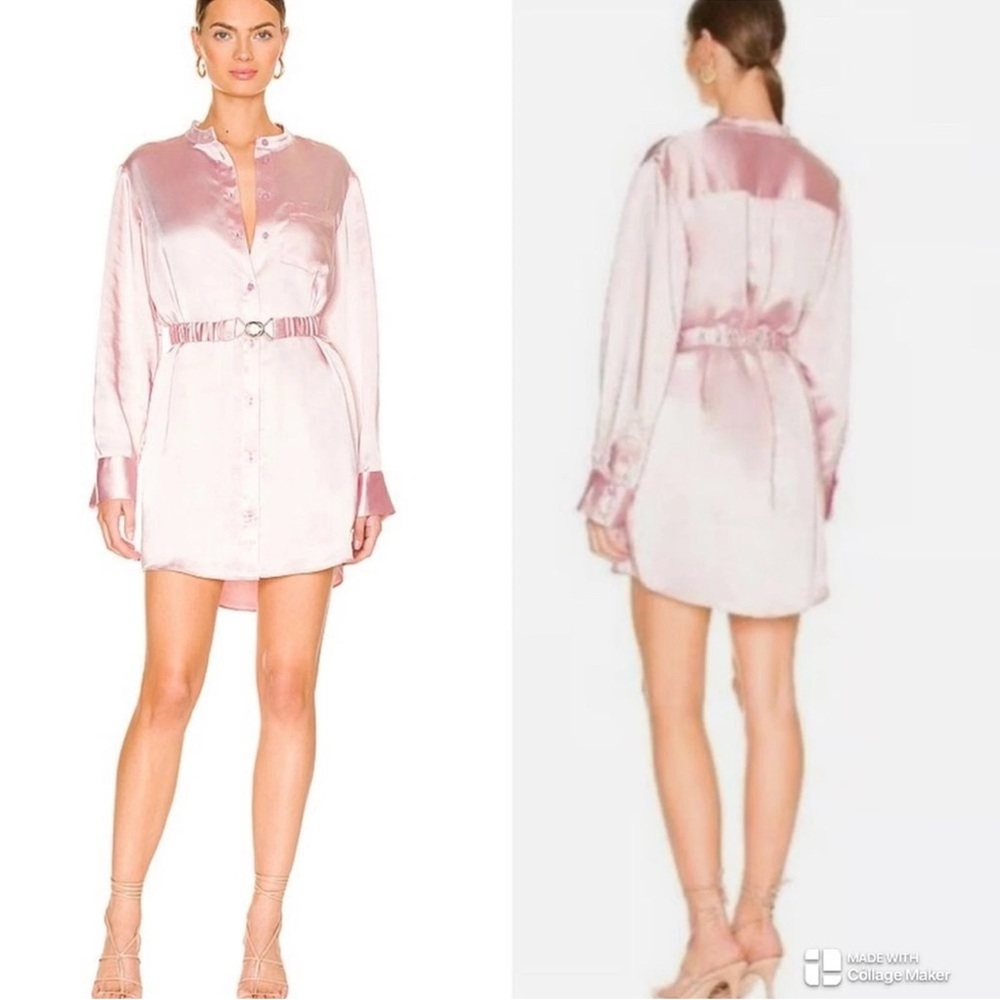 L'Academie Women's Valentina Mini Dress in Blush Pink Satin